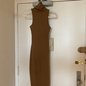 Zara ribbed midi high neck dress